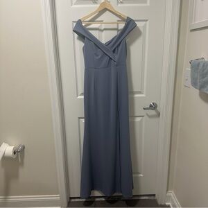 Lulu's One Shoulder Slate Blue Dress